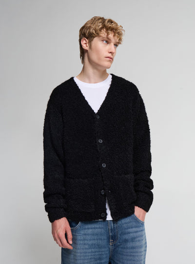 Cardigan maxi bouclé uni