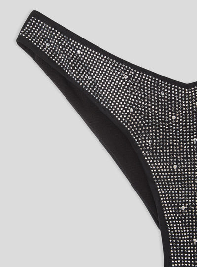 Slip bikini brasiliana v-shape con strass