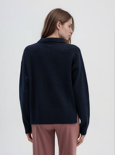 Pullover mit einfarbigem Polokragen