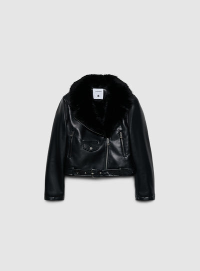 Giacca biker con collo morbido