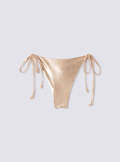 Slip bikini brasiliana effetto foil con arricciatura