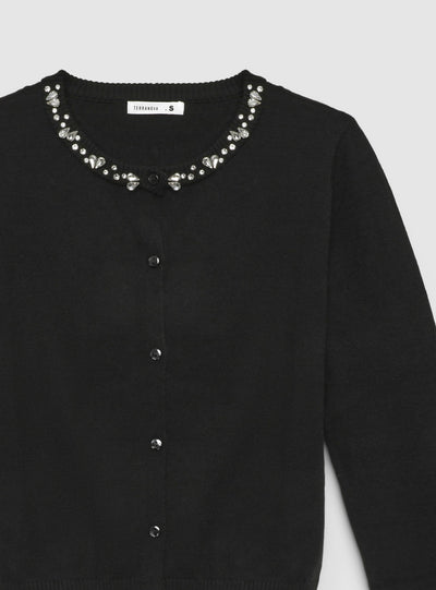 Cardigan con applicazioni gioiello