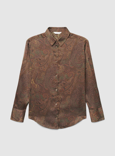 Camicia in satin con stampa paisley
