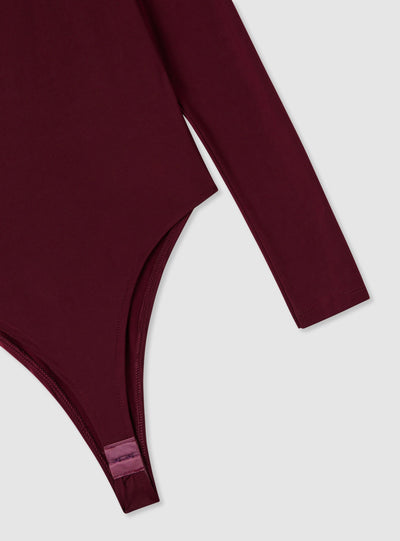 Long-sleeve bodysuit with rounded neckline