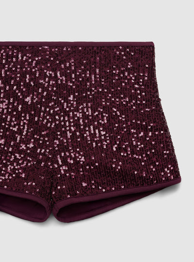 Shorts con paillettes a vita alta