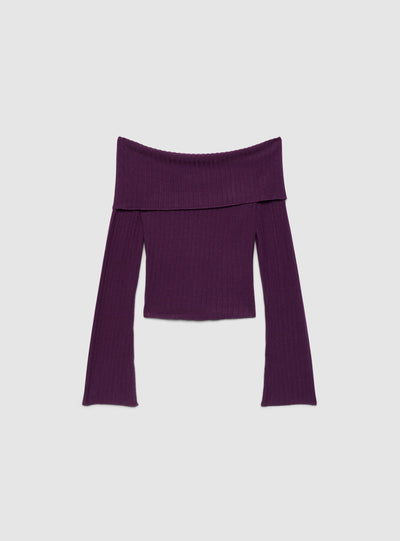 T-shirt a coste con spalle scoperte