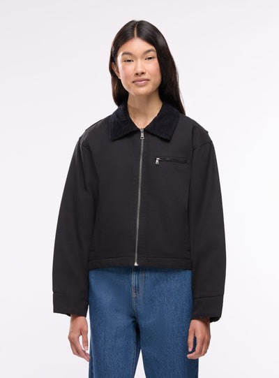 Worker-Jacke mit Reißverschluss und Hemdkragen