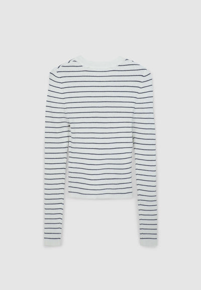 Maglia crop a righe a costine