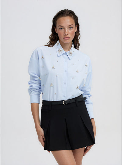 Skort a pieghe con cintura
