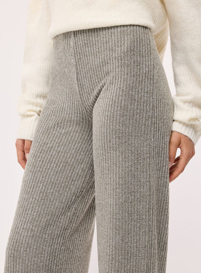 Pantaloni maxi wide leg a costine tinta unita