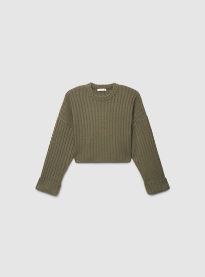 Maglia crop a coste larghe