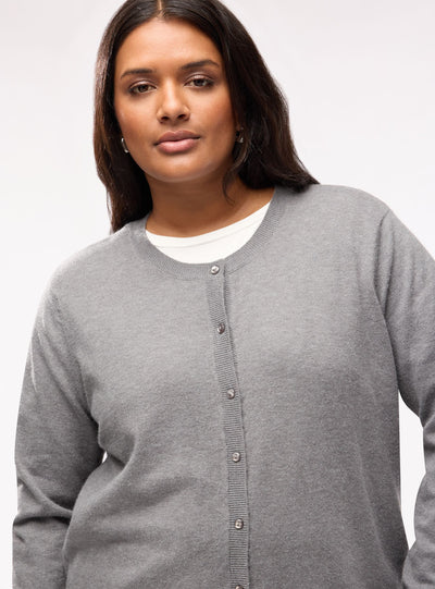 Cardigan con bottoni e scollo tondo