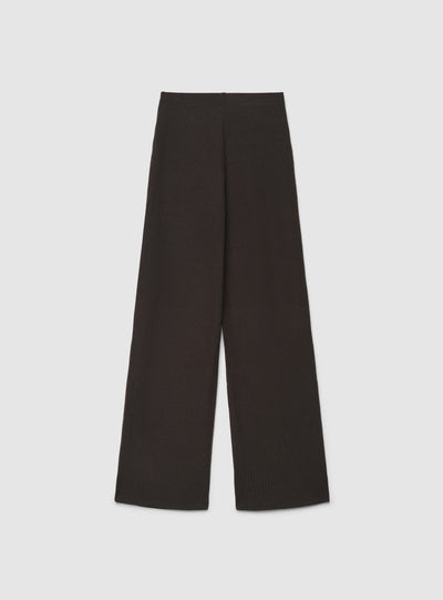 Pantaloni maxi wide leg a costine tinta unita