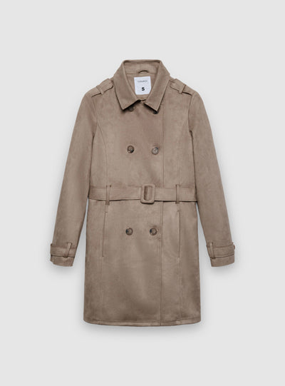 Mid-length trench coat with belt