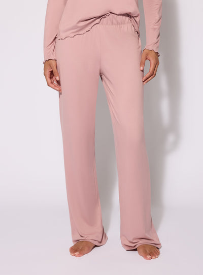 Pantaloni pigiama wide leg a tinta unita