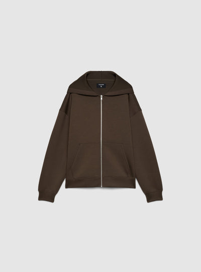 Felpa boxy con zip e cappuccio