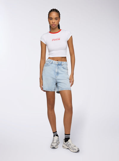 Light denim bermuda shorts