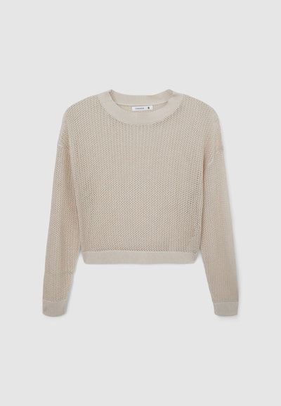 Maglia crop traforata effetto luccicante
