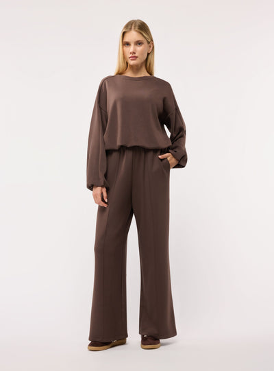 Pantaloni tuta wide leg a tinta unita