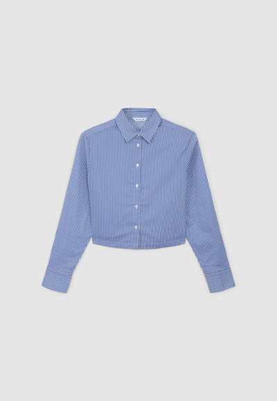 Camicia crop in popeline a righe