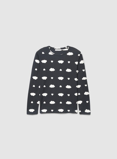 Set pigiama con T-shirt a maniche lunghe e pantaloni lunghi con stampa nuvole
