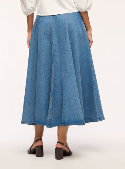 Gonna lunga svasata in denim