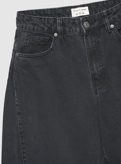 Jeans barrel a tinta unita