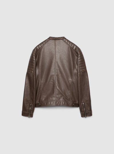 Giacca biker effetto pelle con collo coreano