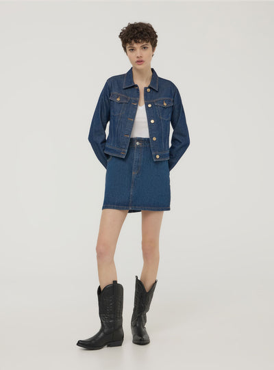 Giubbino di jeans scuro con tasche