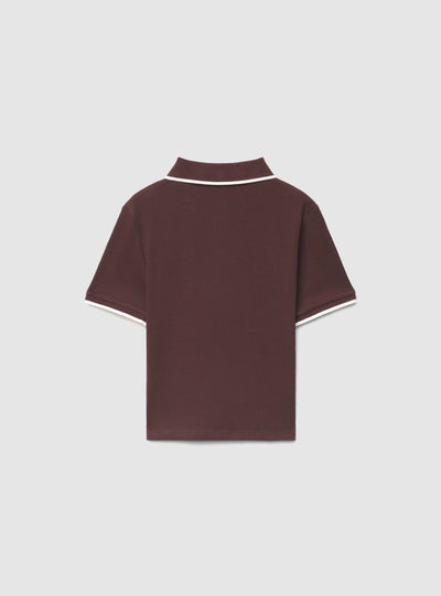 T-shirt con colletto polo e ricamo college
