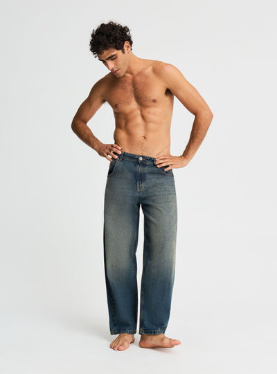 Jeans balloon a tinta unita