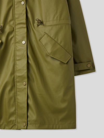 Cappotto effetto cerato con cappuccio