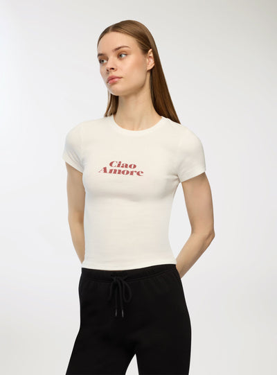 T-shirt slim fit con scritta