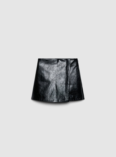 Skort mini asimmetrica similpelle