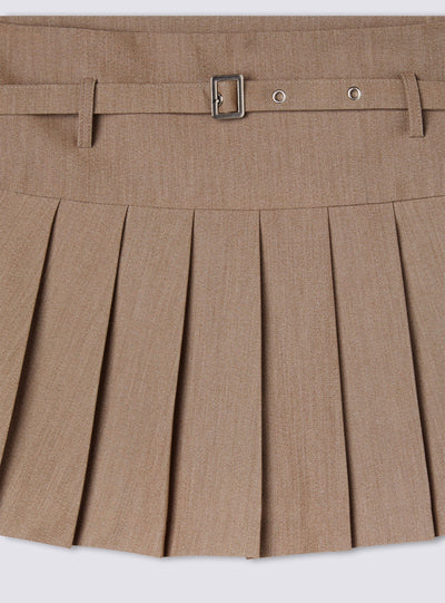 Skort a pieghe con cintura