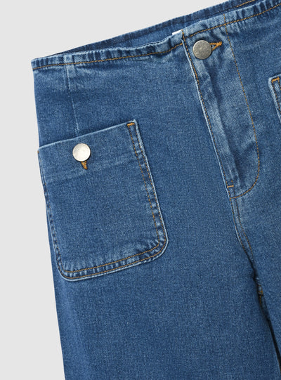 Дънки wide leg с нашити джобове