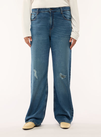 Jeans regular straight con strappi
