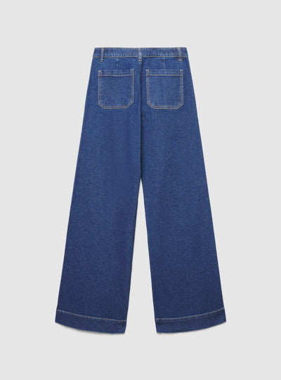 Jeans wide leg con tasche applicate