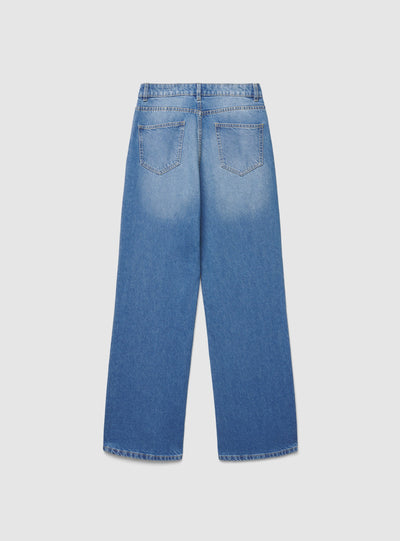 Jeans wide leg con borchie