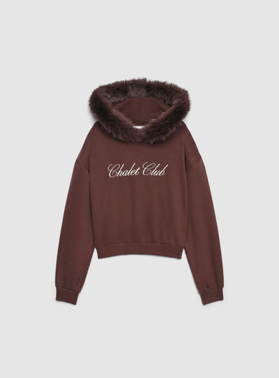 Sudadera crop con capucha y bordado