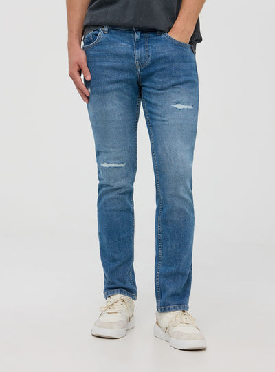 Jeans regular fit con strappi
