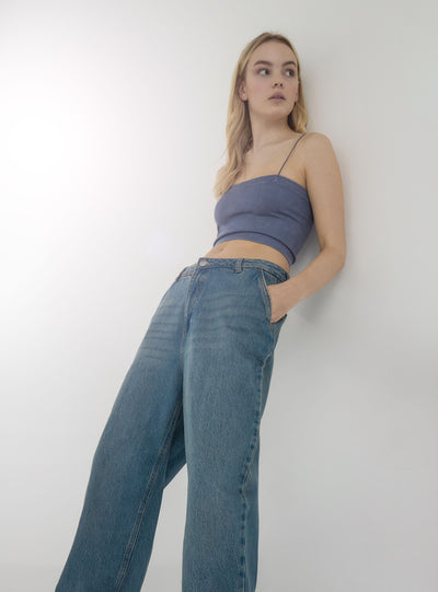 Baggy jeans with French-style pockets
