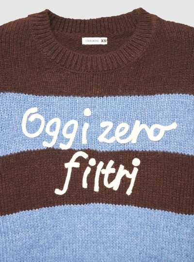 Maglia ampia a righe con scritta