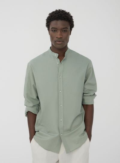 Camicia coreana in misto lino