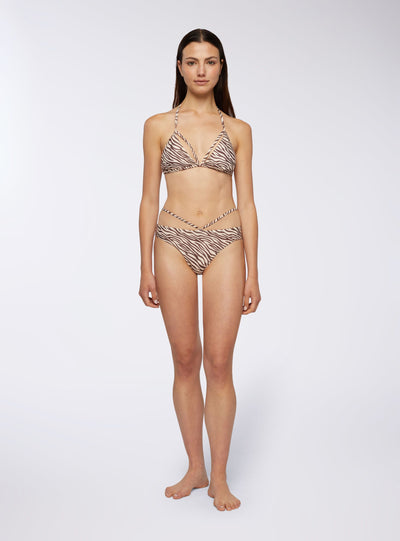 Slip bikini brasiliana zebrata con stringhe