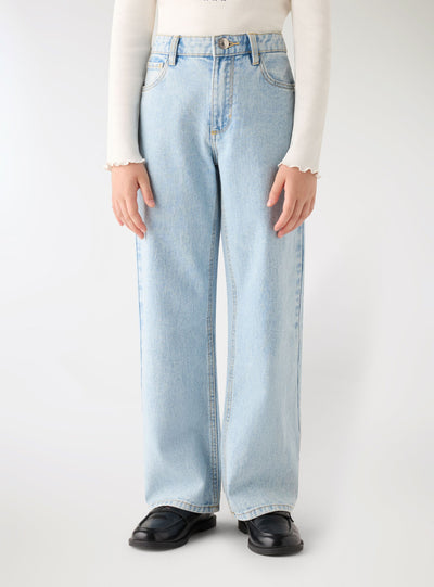 Jeans wide leg a tinta unita