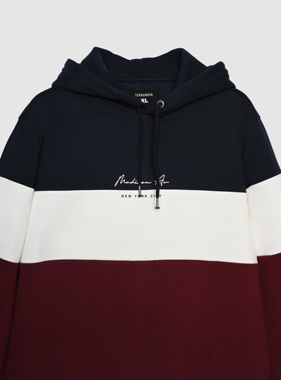 Felpa con cappuccio block color con scritta