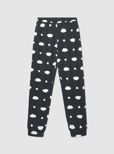 Set pigiama con T-shirt a maniche lunghe e pantaloni lunghi con stampa nuvole