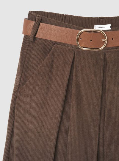 Long velvet skirt with belt
