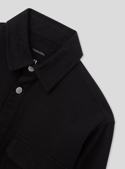 Camicia shacket in twill di cotone tinta unita